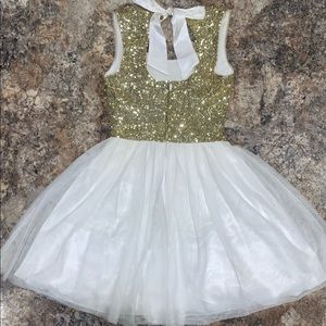 Juniors gold sequined dress.